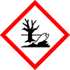 New pictogram "Dangerous for the environment": square on tip with red edge and symbol of dead fish and tree